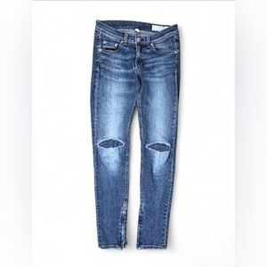 Rag & Bone Zipper Capri  Distressed Patch Jeans Size 26